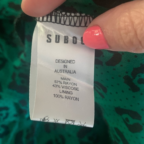 NWOT Suboo Green Leafy Leopard Mini Dress X Small Ret: $250 - Picture 12 of 12